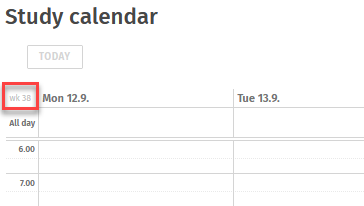 Week number is correct week + 1. For example weel 37 is displayed is Study calendar as week 38.