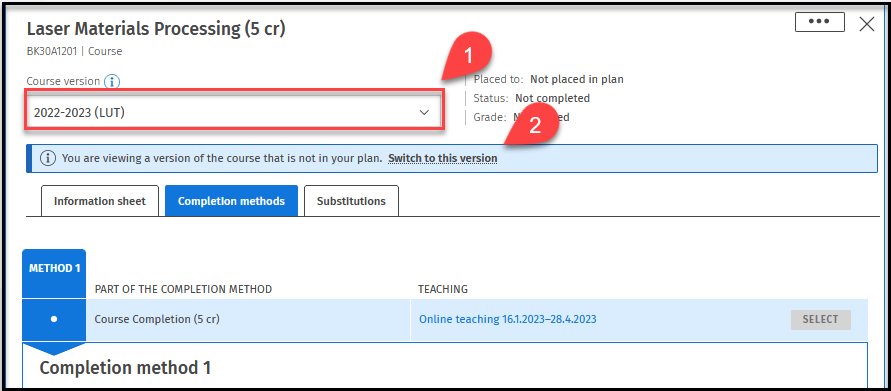 Chnage course version.