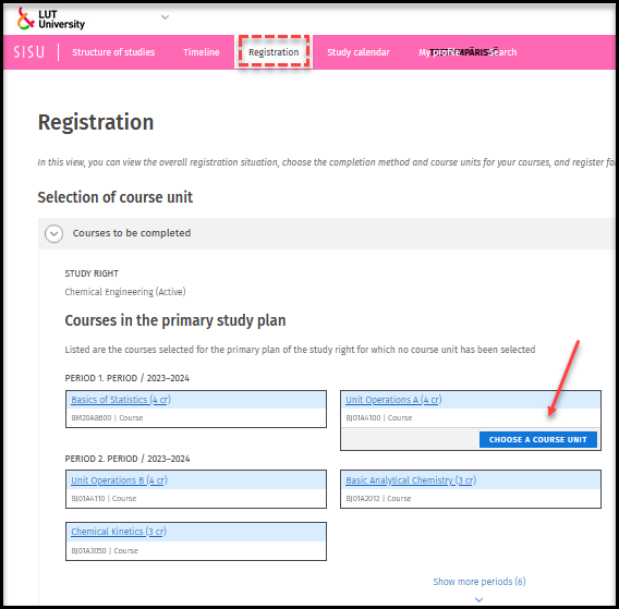 Select an impementation on registration page.