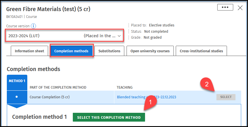 Select completion method.