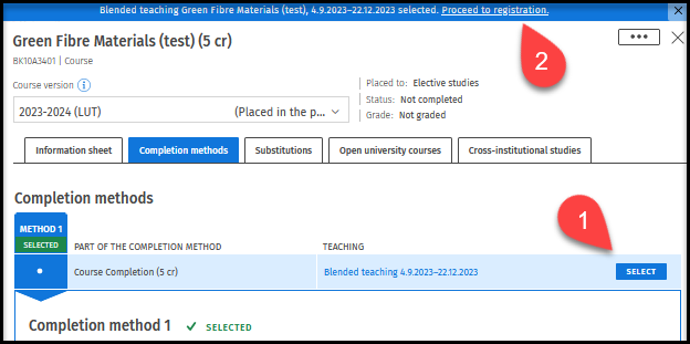 Select an implementation and proceed to registration. 
