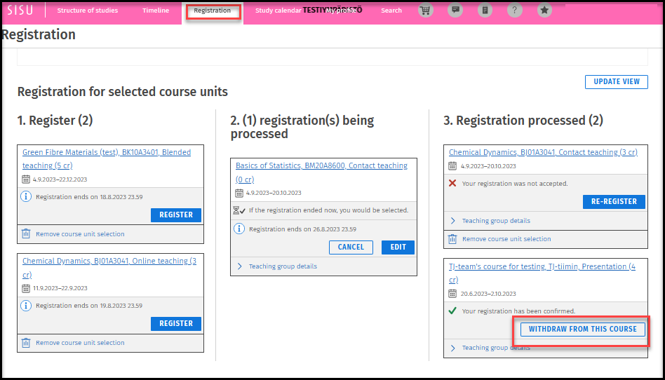 Go to study calendar.