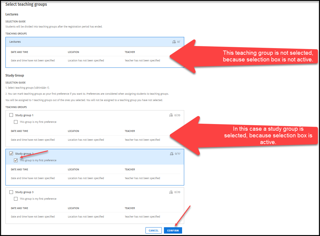 Study group selection.