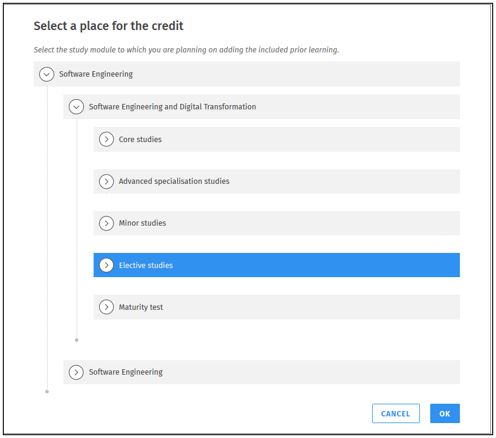 Custom course credit
