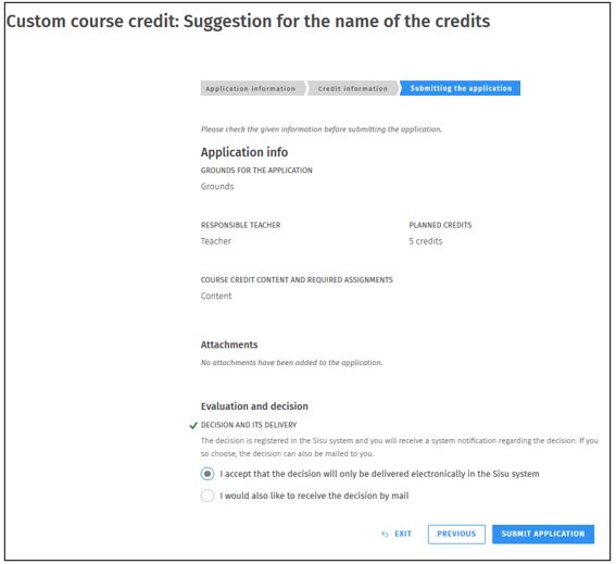 Custom course credit
