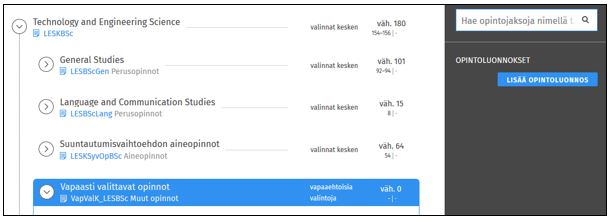 Opintoluonnoksen luonti
