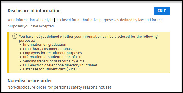 Disclousere of information