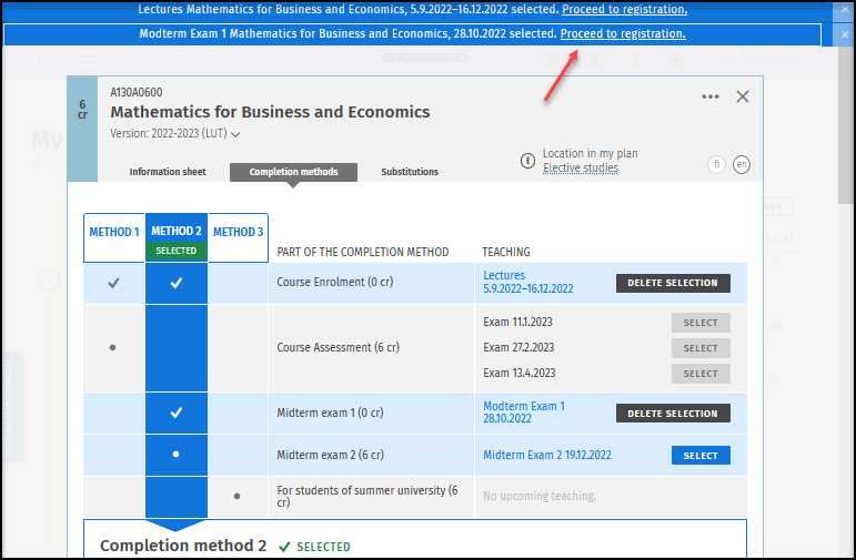 Go to the registration tab.