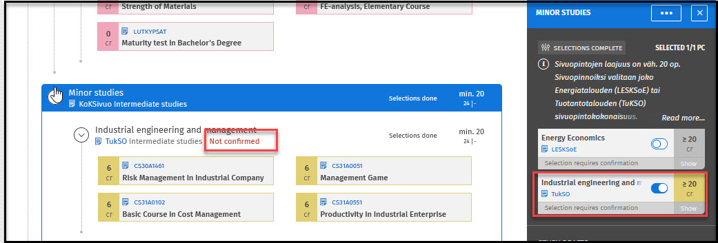 ei vahvistttu valinta
