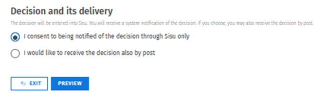 notified through sisu