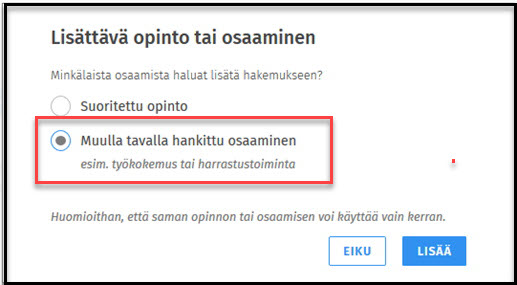 Muualla suoritettu