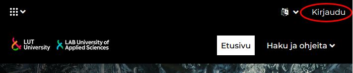 Kirjautuminen Moodlen etusivulta