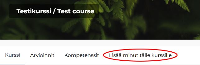 Lisää minut kurssille -painike vierailijanäkymässä