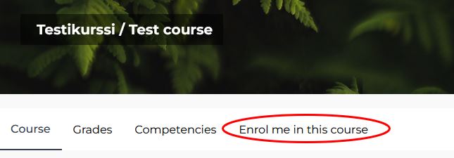Enrol me in this course button in the visitor's course view