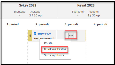 muokkaa kestoa