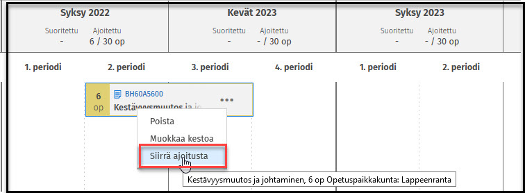 siirrä ajoitus