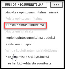 tulosta opintosuunnitelma