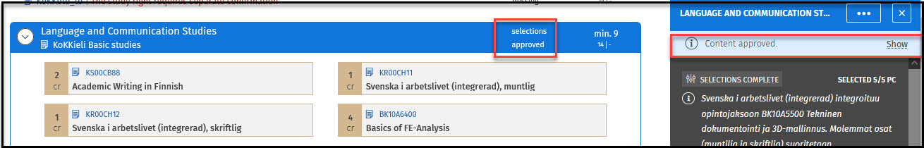 valinnat hyväksytty
