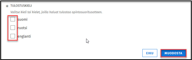 chosing language and print